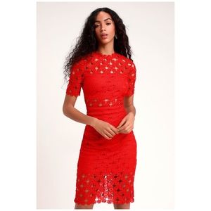 ✨NEW✨red lace midi dress